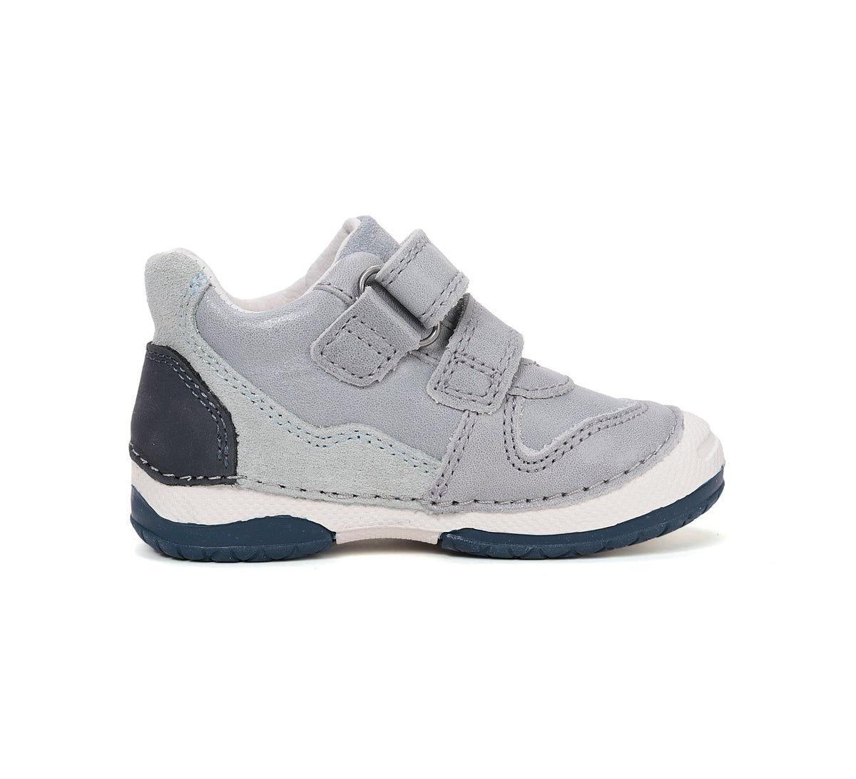 D.D.Step pantofi baieti piele 19-24 Dove Grey cu insertii