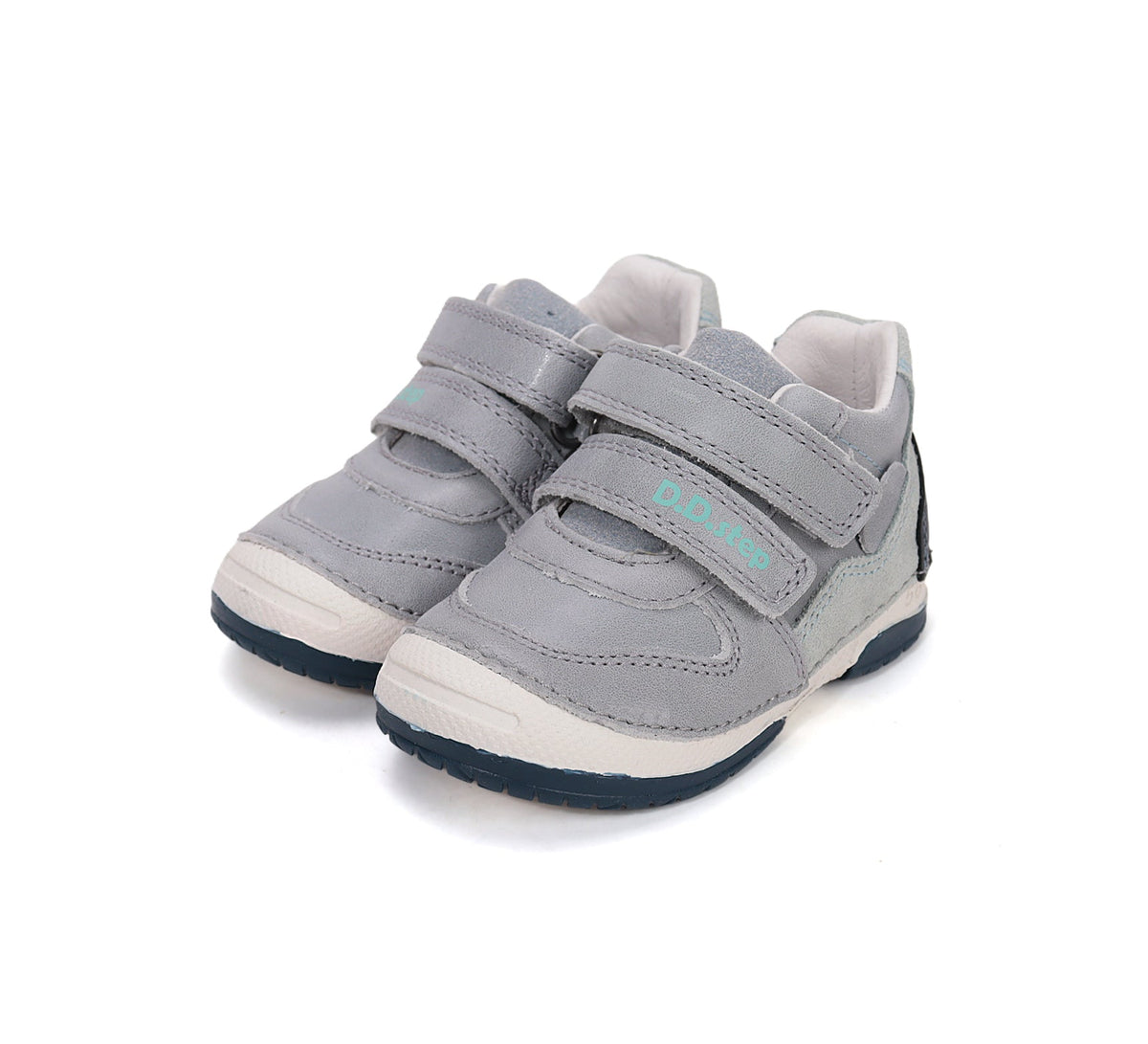 D.D.Step pantofi baieti piele 19-24 Dove Grey cu insertii Imagine principală a produsului