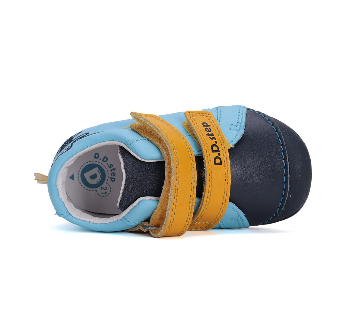 D.D.Step pantofi baieti Primii Pasi 18-24 Sky Blue cu crocodil