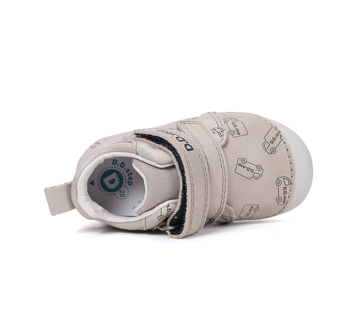 D.D.Step pantofi baieti Primii pasi 19-24 Dove Grey cu masini