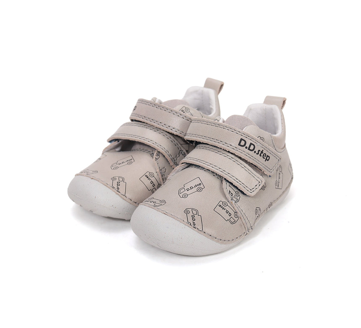D.D.Step pantofi baieti Primii pasi 19-24 Dove Grey cu masini Imagine principală a produsului