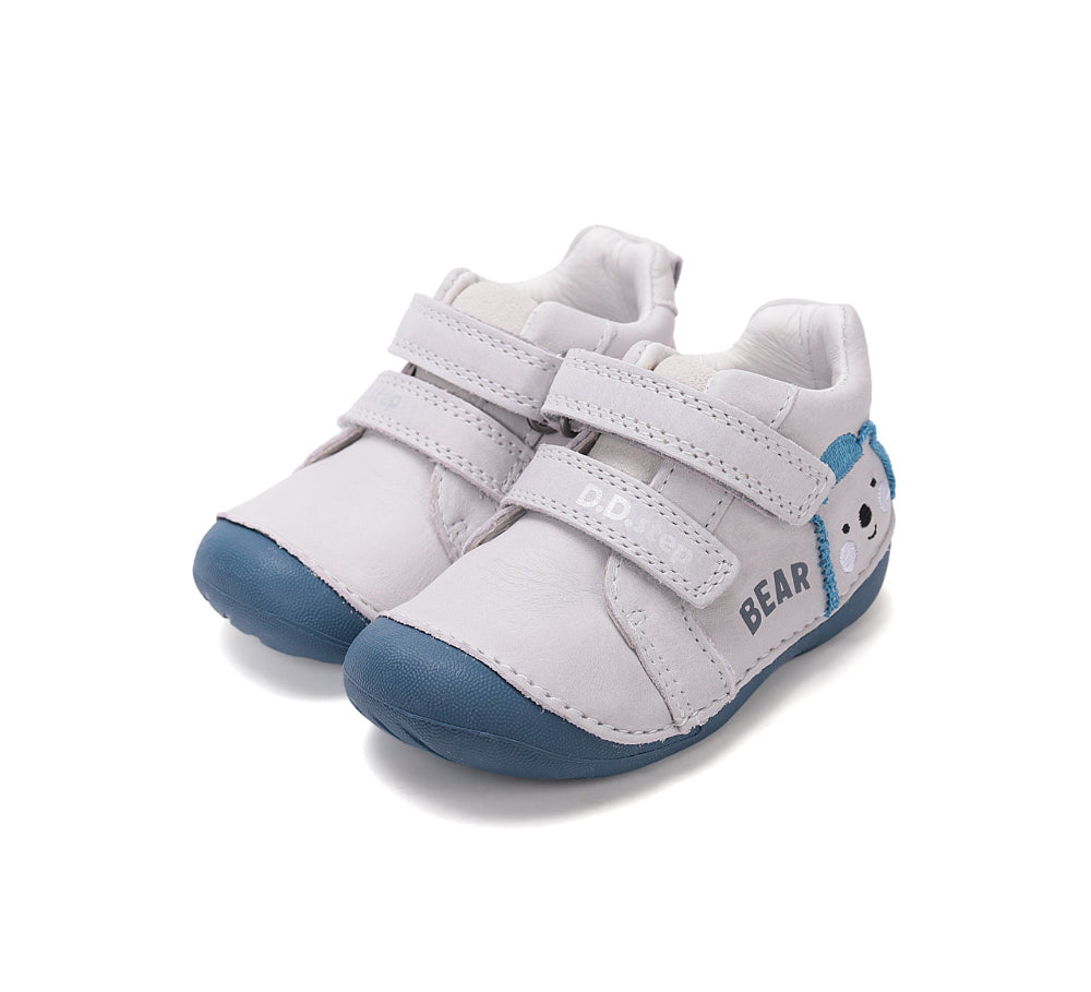 D.D.Step pantofi baieti Primii pasi 19-24 Dove Grey cu ursulet Imagine principală a produsului