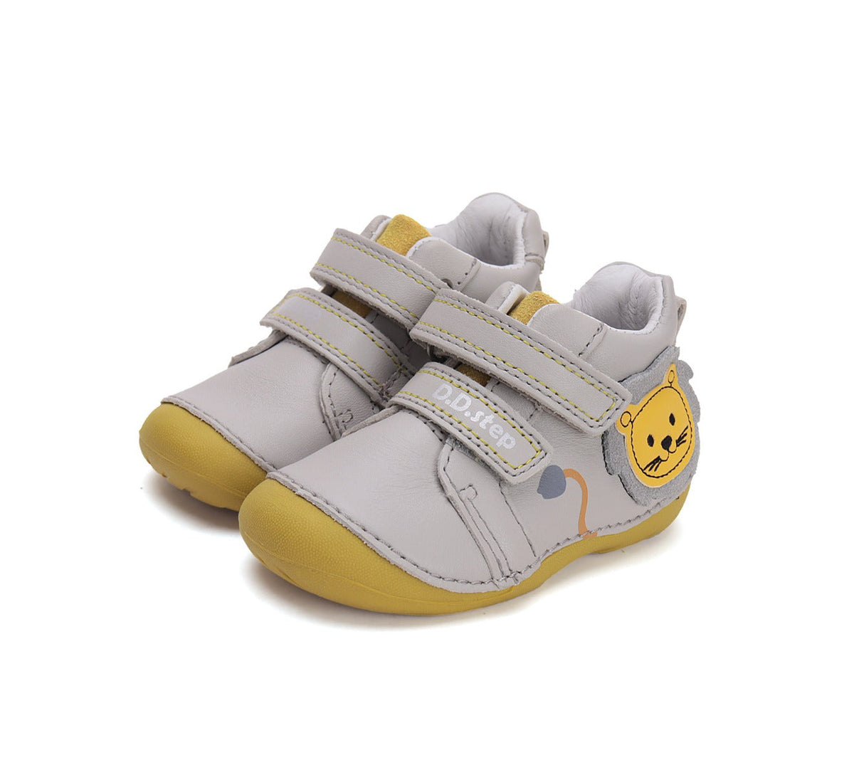 D.D.Step pantofi baieti Primii Pasi 19-24 Light Grey cu leu
