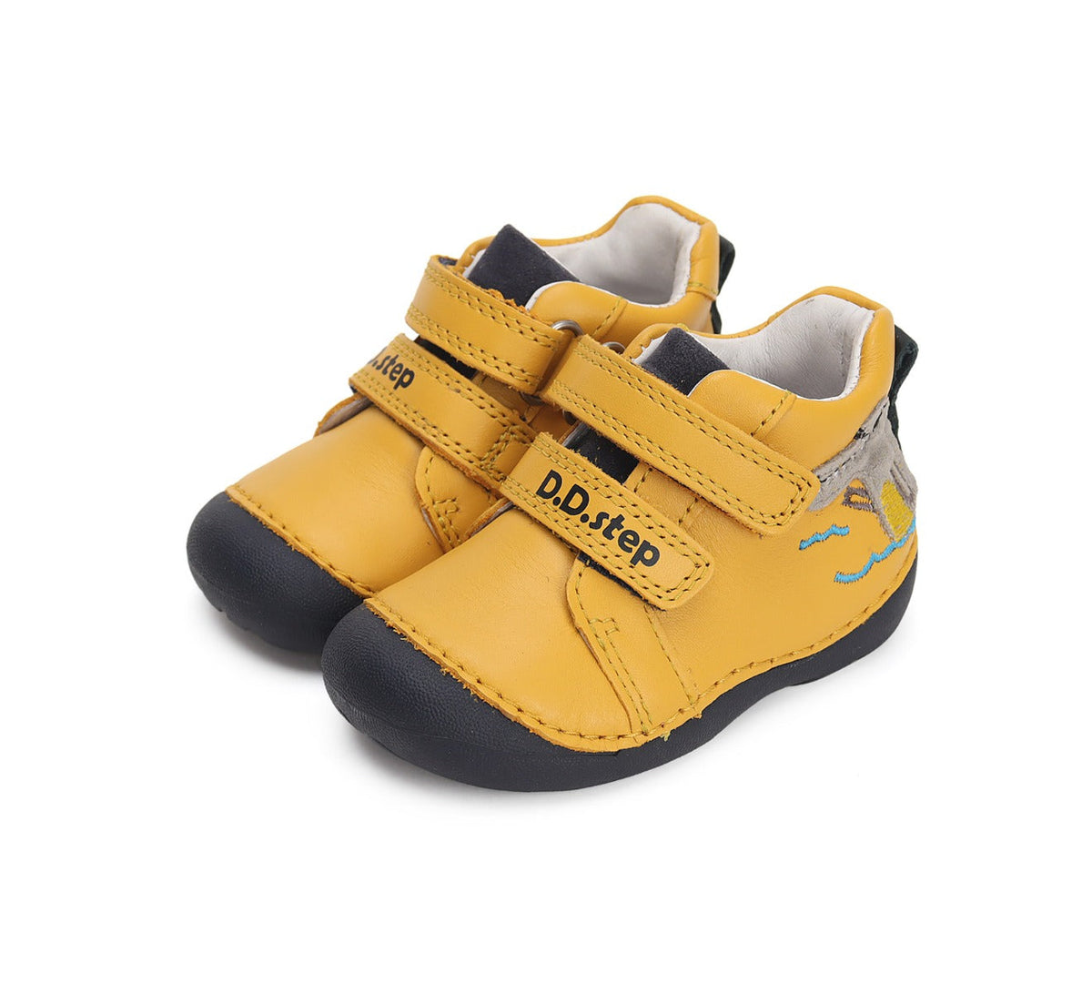 D.D.Step pantofi baieti Primii Pasi 19-24, Yellow cu crocodil