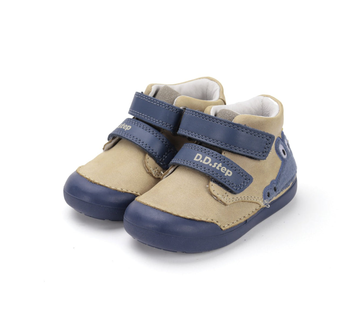 D.D.Step pantofi baieti Primii Pasi 20-25 Cream cu crocodil