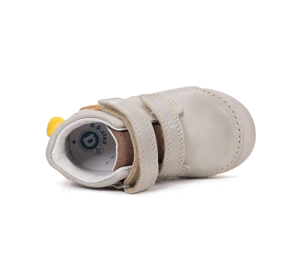 D.D.Step pantofi baieti Primii pasi 20-25 Cream cu elefant