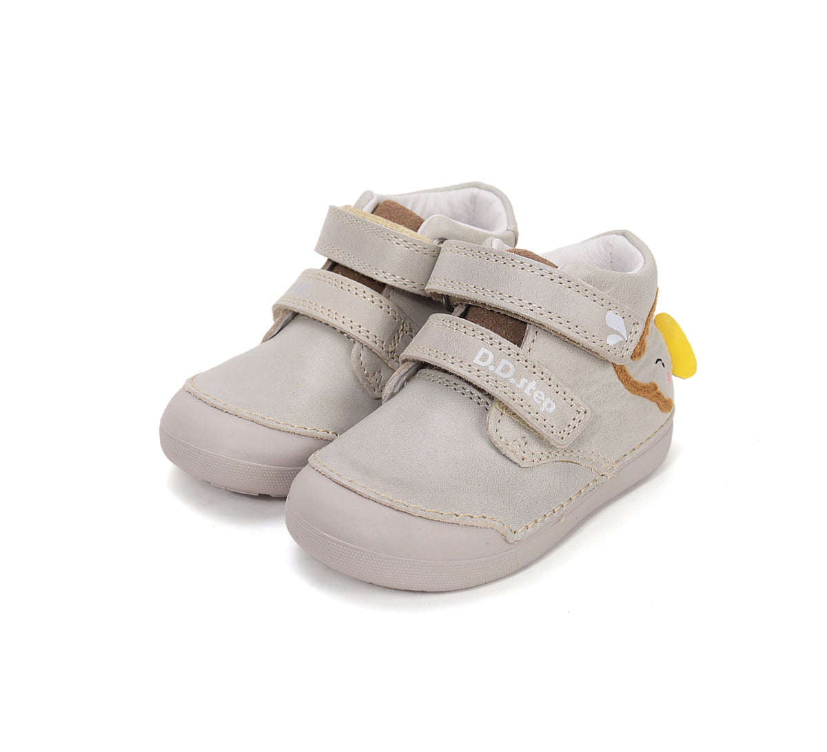 D.D.Step pantofi baieti Primii pasi 20-25 Cream cu elefant