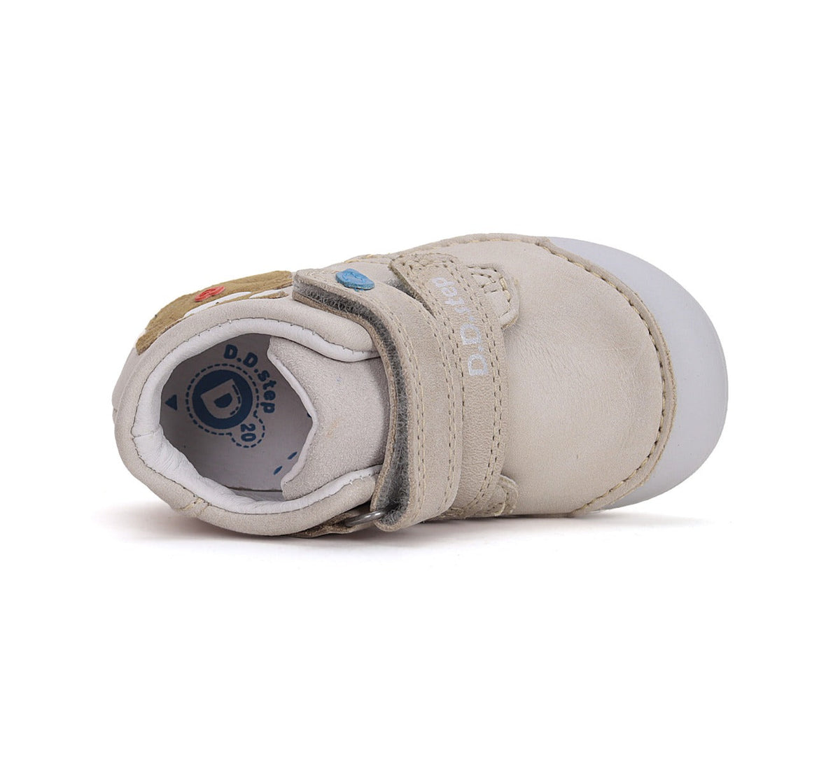 D.D.Step pantofi baieti Primii Pasi 20-25 Cream cu ursulet