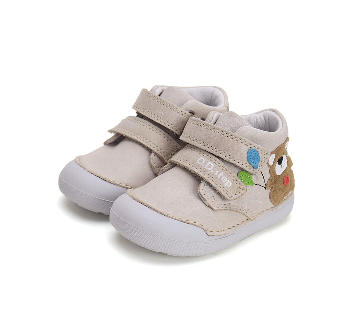 D.D.Step pantofi baieti Primii Pasi 20-25 Cream cu ursulet Imagine principală a produsului