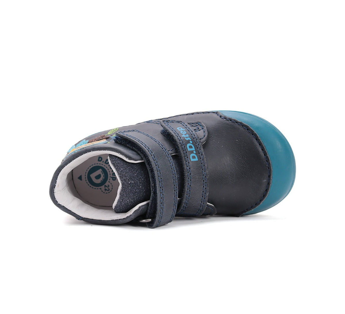 D.D.Step pantofi baieti Primii Pasi 20-25 Royal Blue cu papagal