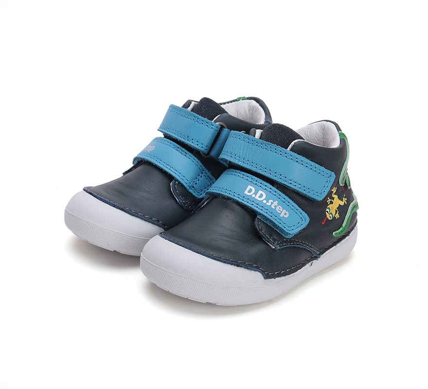D.D.Step pantofi baieti Primii Pasi 20-25 Royal Blue cu sarpe