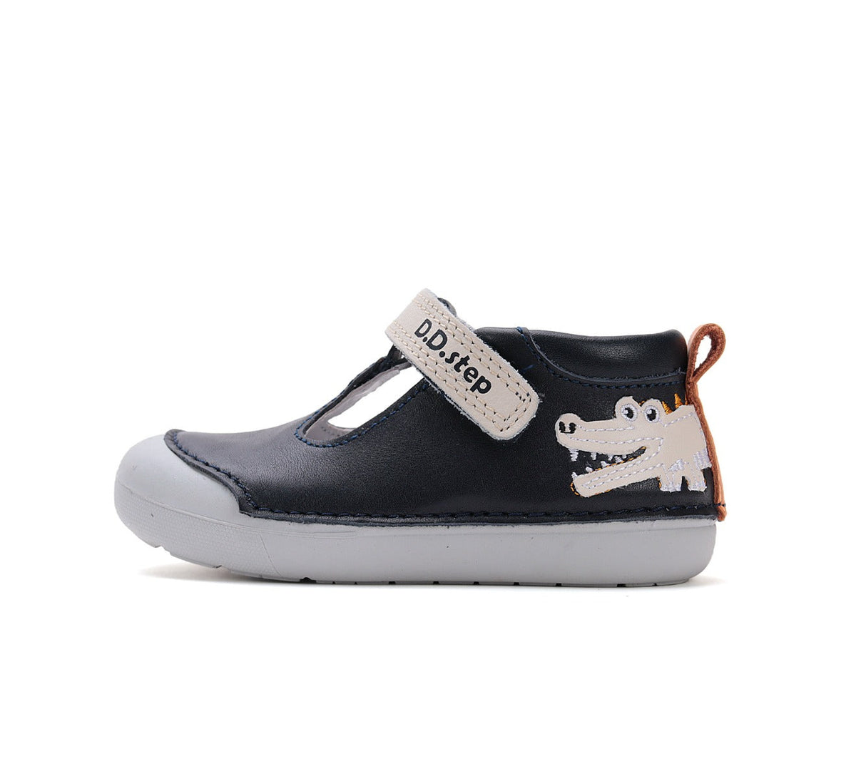 D.D.Step pantofi baieti Primii pasi decupati 20-25 Roya Blue cu crocodil