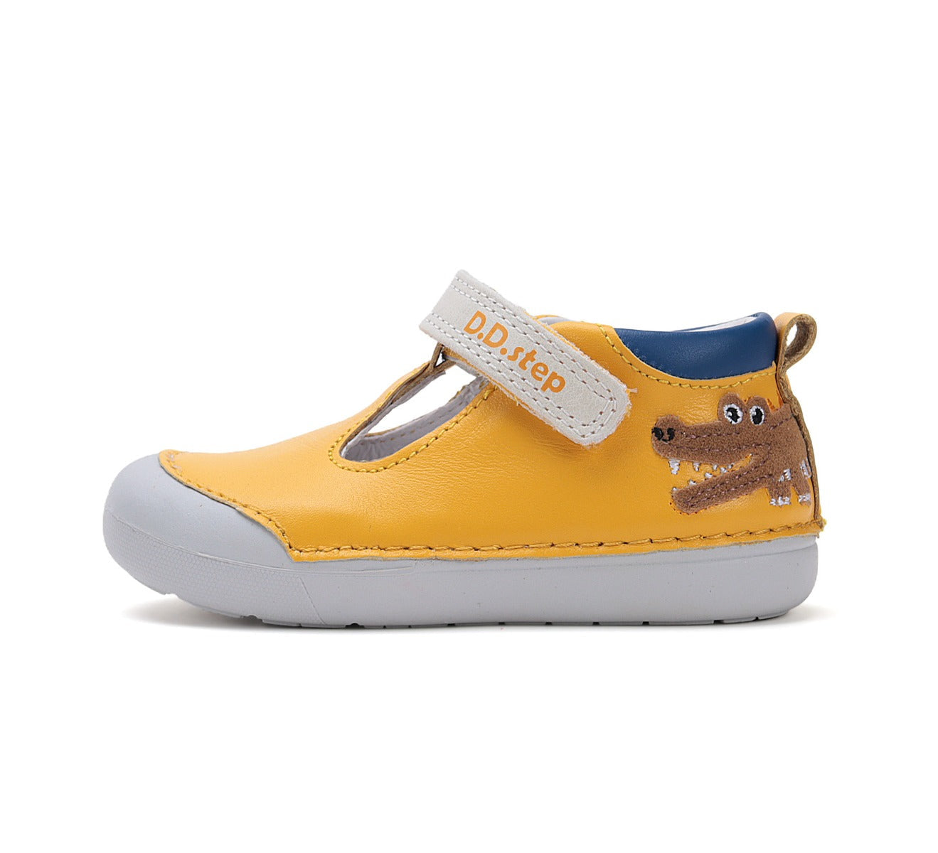 D.D.Step pantofi baieti Primii pasi decupati 20-25 Yellow cu crocodil Imagine secundară a produsului