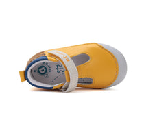 D.D.Step pantofi baieti Primii pasi decupati 20-25 Yellow cu crocodil
