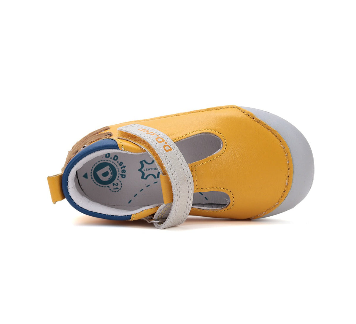 D.D.Step pantofi baieti Primii pasi decupati 20-25 Yellow cu crocodil
