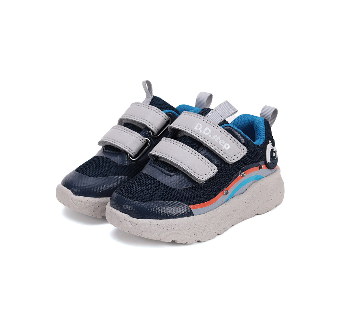 D.D.Step pantofi baieti sport cu LED 22-27 Royal Blue cu valuri Imagine principală a produsului