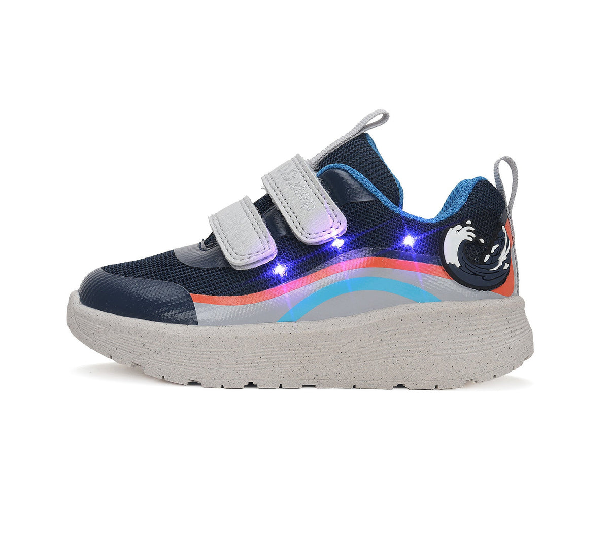 D.D.Step pantofi baieti sport cu LED 22-27 Royal Blue cu valuri