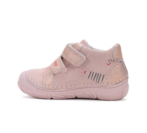 D.D.Step  pantofi fete 20-25 Metallic pink cu labuta tigru