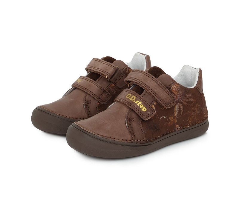 D.D.Step pantofi fete 32-37, Chocolate cu flori maronii Imagine secundară a produsului