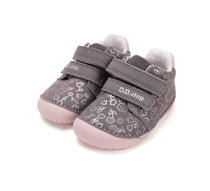 D.D.Step pantofi fete Barefoot 20-25, Dark Grey cu floricele
