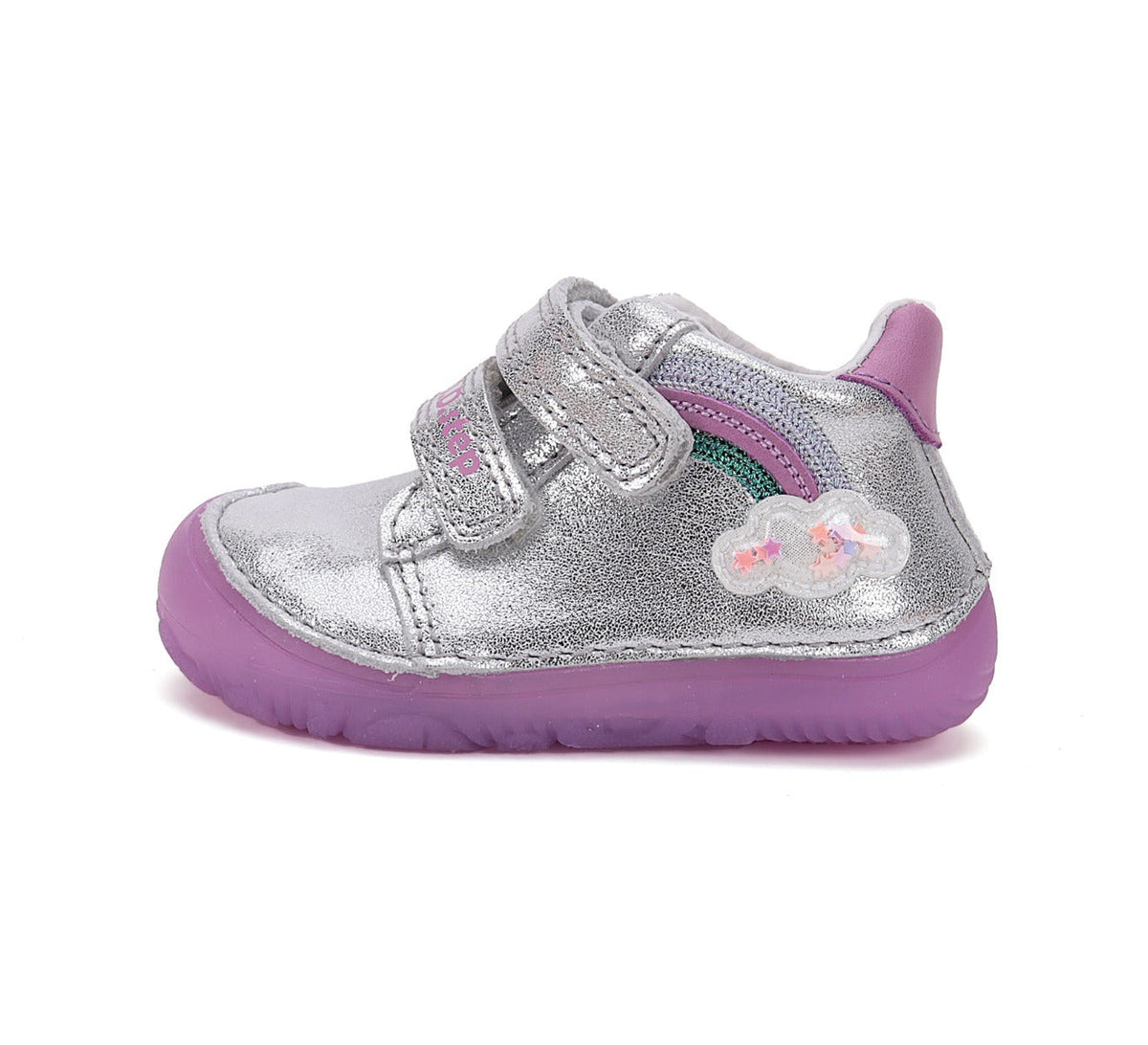 D.D.Step pantofi fete Barefoot 20-25 Silver cu curcubeu