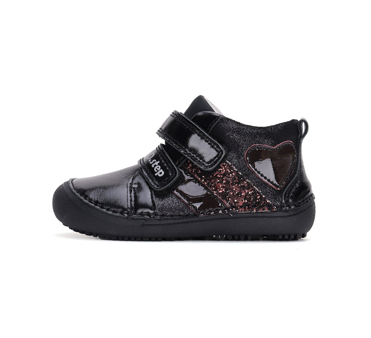 D.D.Step pantofi fete Barefoot 25-30 Black cu inimioara