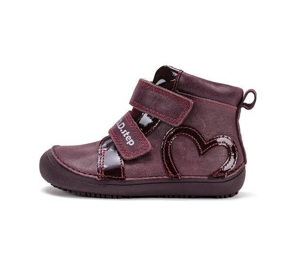 D.D.Step pantofi fete Barefoot 25-30 Raspberry cu inimioara Imagine secundară a produsului