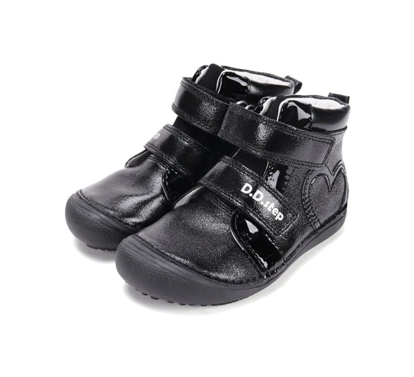 D.D.Step pantofi fete Barefoot 31-36 Black cu inimioara Imagine principală a produsului