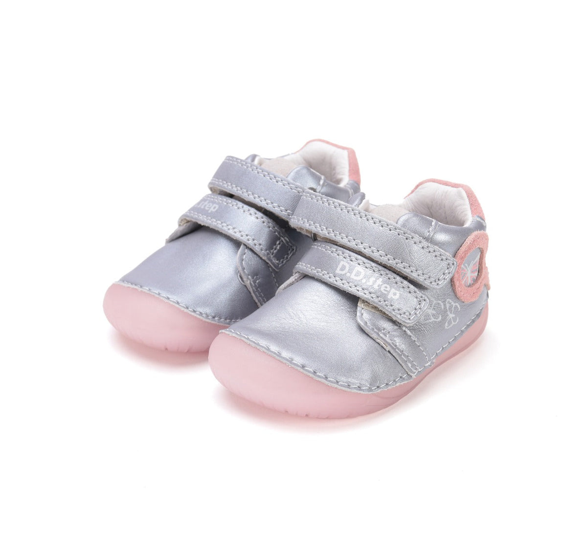 D.D.Step pantofi fete Barefoot cu talpa fluorescenta 20-25 Dark grey cu fluturi Imagine principală a produsului