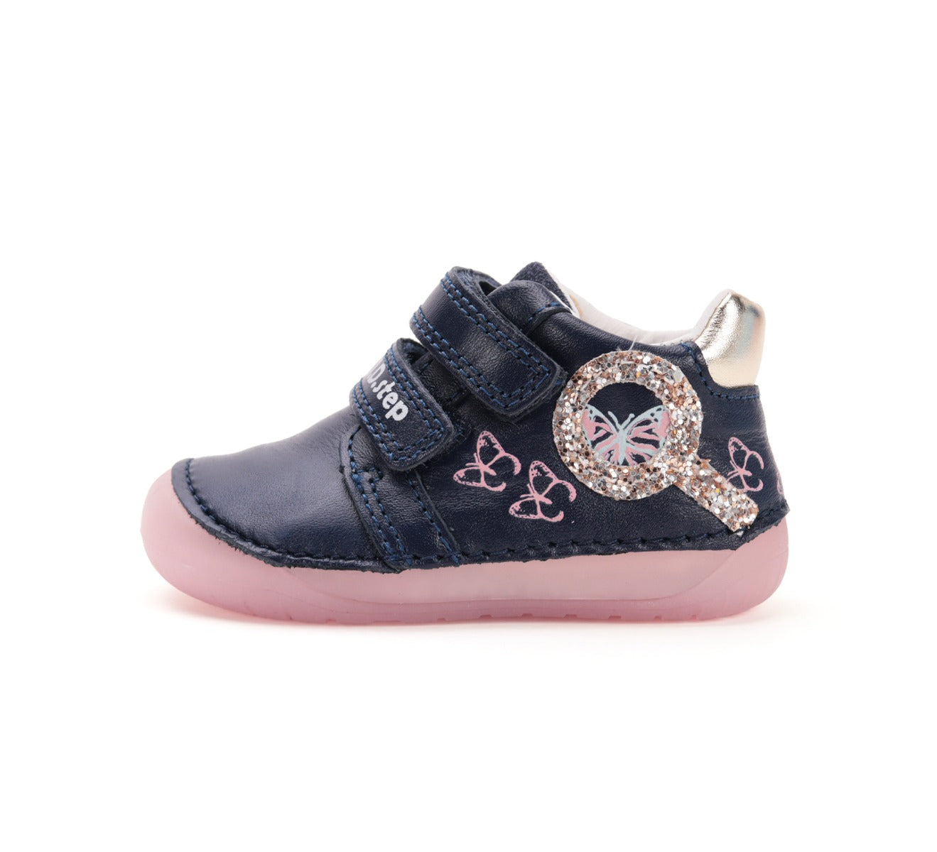 D.D.Step pantofi fete Barefoot cu talpa fluorescenta 20-25 Royal Blue cu fluturi Imagine secundară a produsului