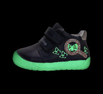 D.D.Step pantofi fete Barefoot cu talpa fluorescenta 20-25 Royal Blue cu fluturi