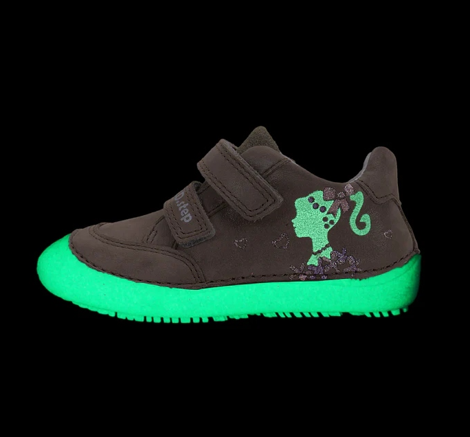 D.D.Step pantofi fete Barefoot cu talpa fluorescenta 25-30 Cream cu fetita