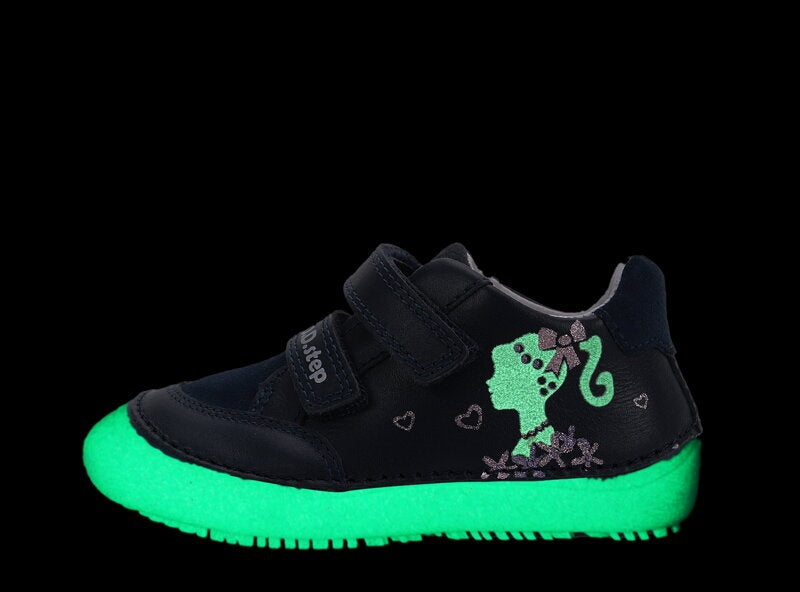 D.D.Step pantofi fete Barefoot cu talpa fluorescenta 25-30 Royal Blue cu fetita