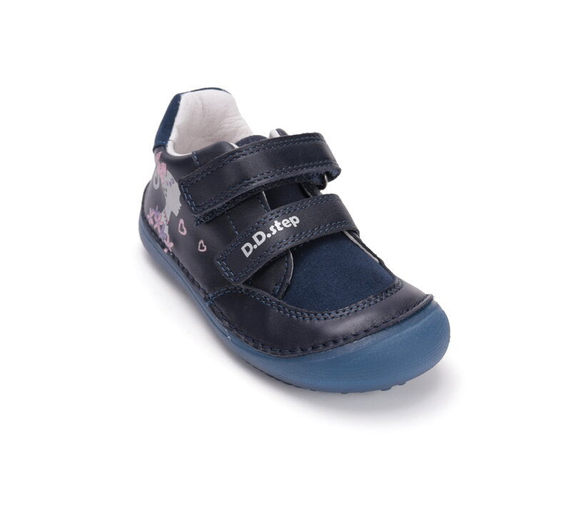 D.D.Step pantofi fete Barefoot cu talpa fluorescenta 25-30 Royal Blue cu fetita