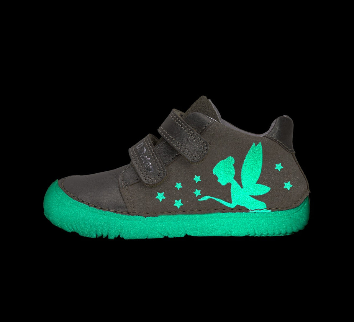 D.D.Step pantofi fete Barefoot cu talpa fluorescenta 26-31 Champagne cu zana