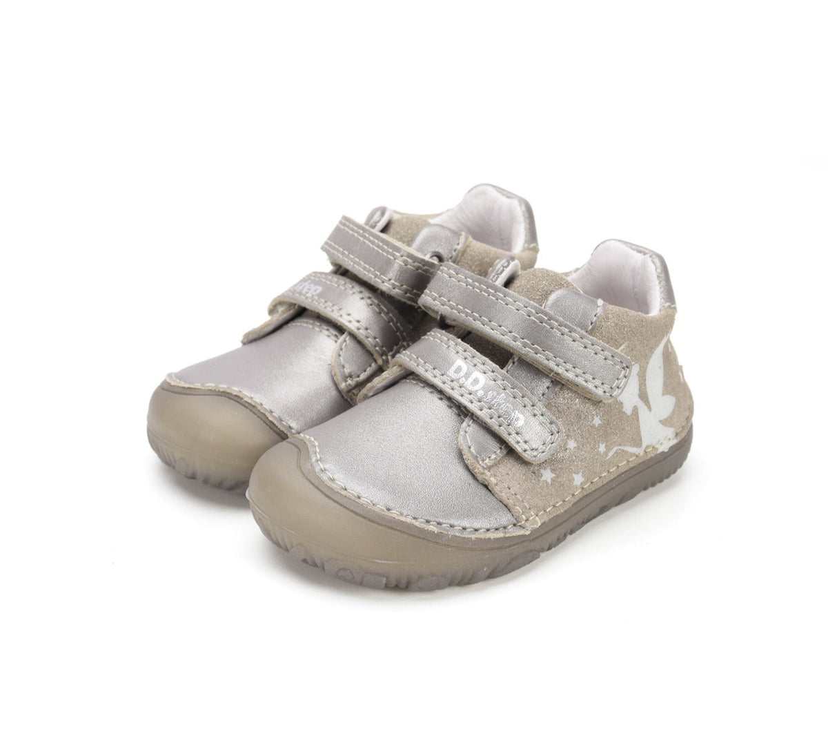 D.D.Step pantofi fete Barefoot cu talpa fluorescenta 26-31 Champagne cu zana