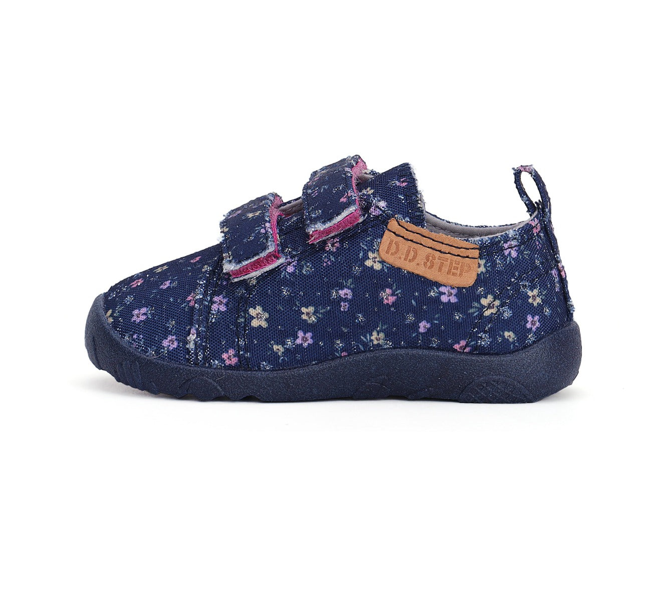 D.D.Step pantofi fete Barefoot de interior 26-31 Royal Blue cu floricele Imagine secundară a produsului
