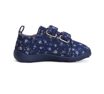 D.D.Step pantofi fete Barefoot de interior 26-31 Royal Blue cu floricele