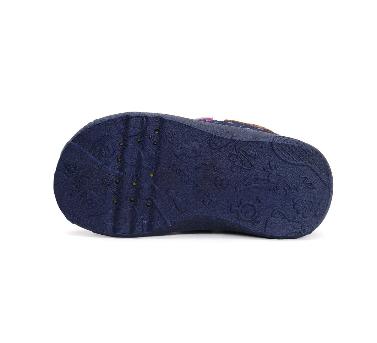 D.D.Step pantofi fete Barefoot de interior 26-31 Royal Blue cu floricele