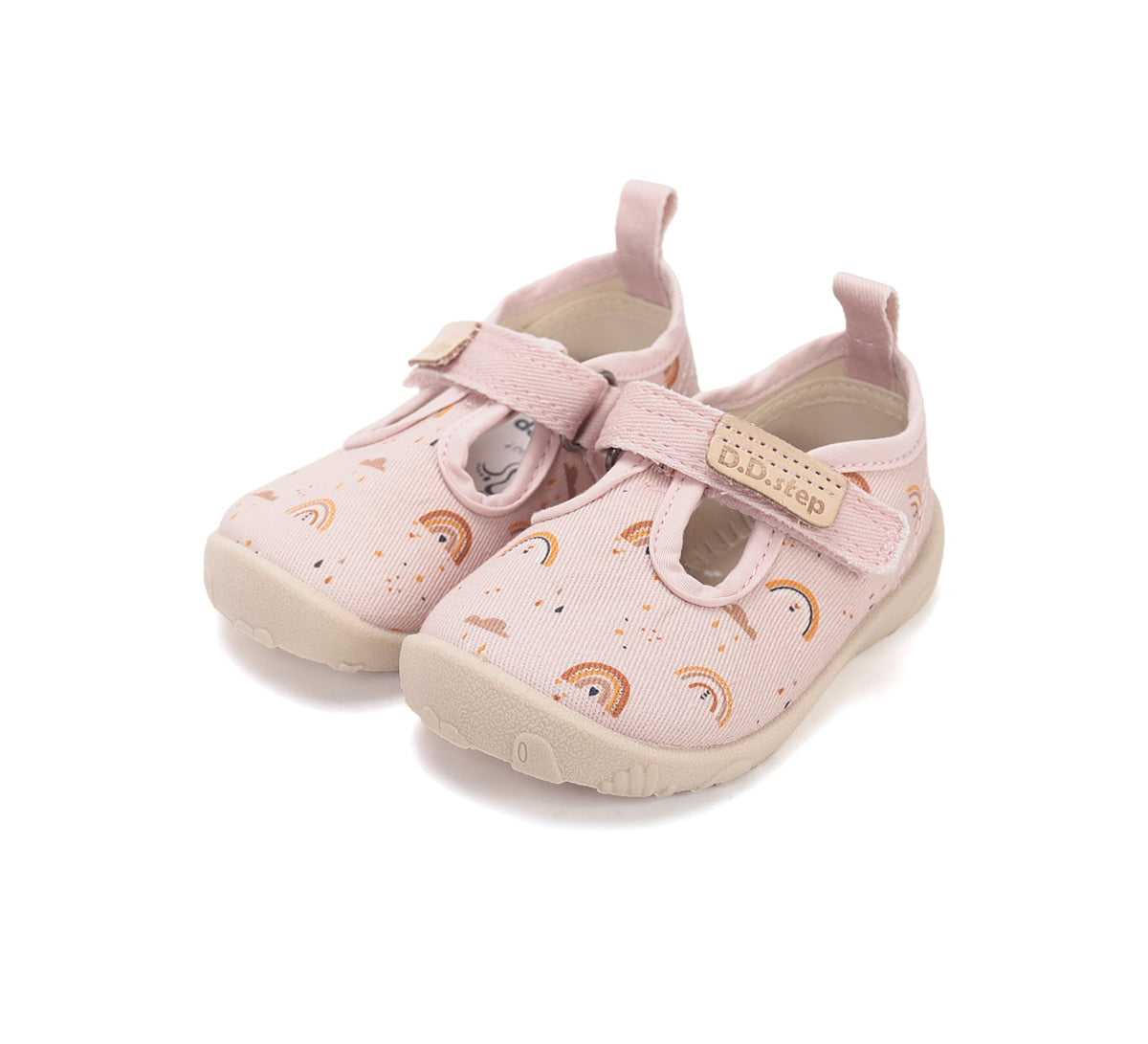 D.D.Step pantofi fete decupati Barefoot de interior din panza 20-31 Baby Pink curcubeu Imagine principală a produsului