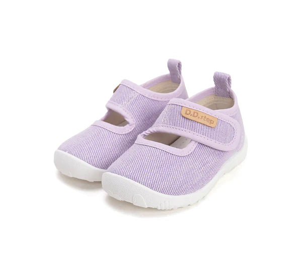 D.D.Step pantofi fete Barefoot decupat de interior din panza 20-31 Lila simplu