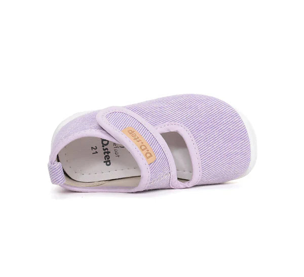 D.D.Step pantofi fete Barefoot decupat de interior din panza 20-31 Lila simplu
