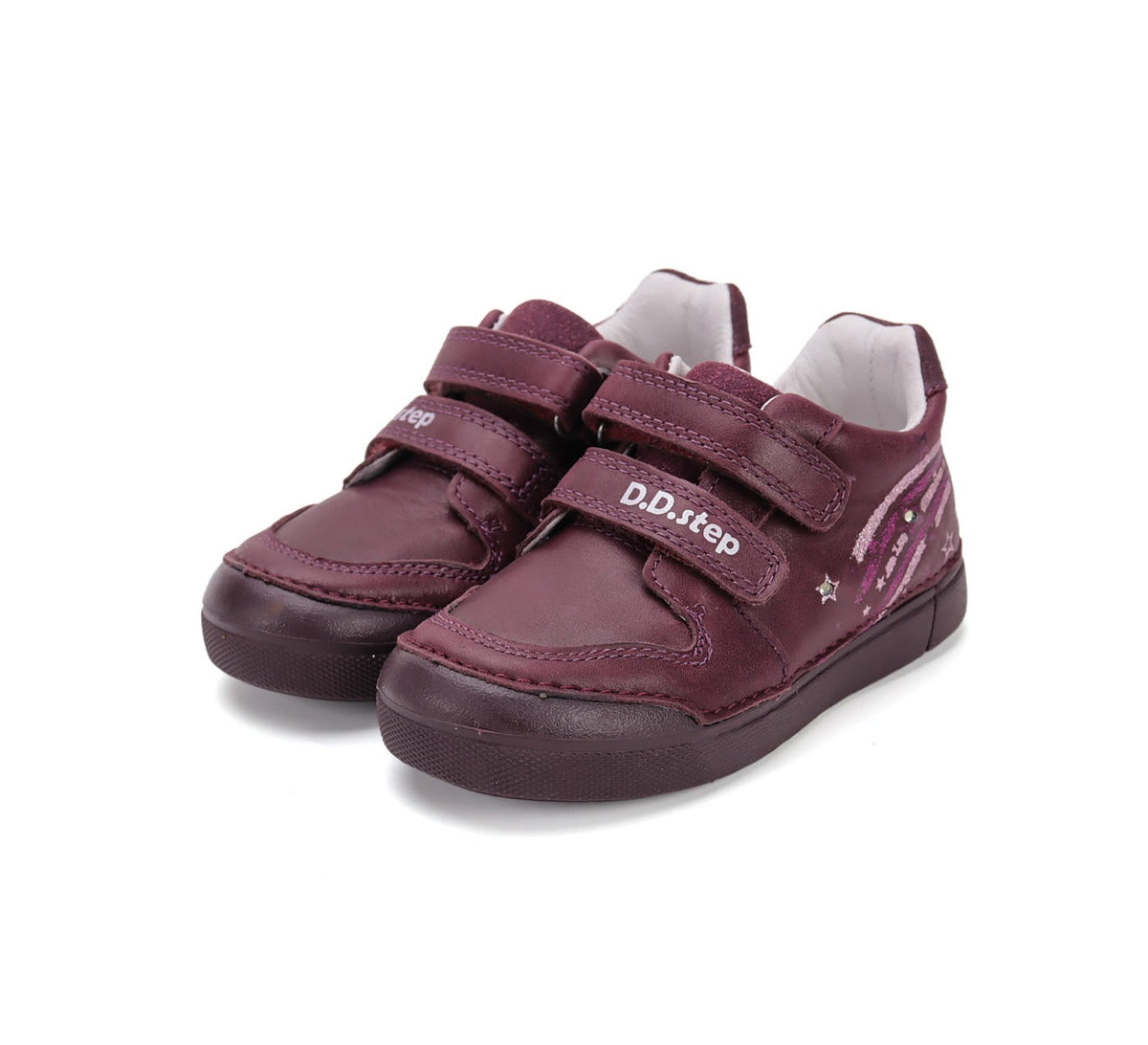 D.D.Step pantofi fete cu LED 25-30 Raspberry cu stelute