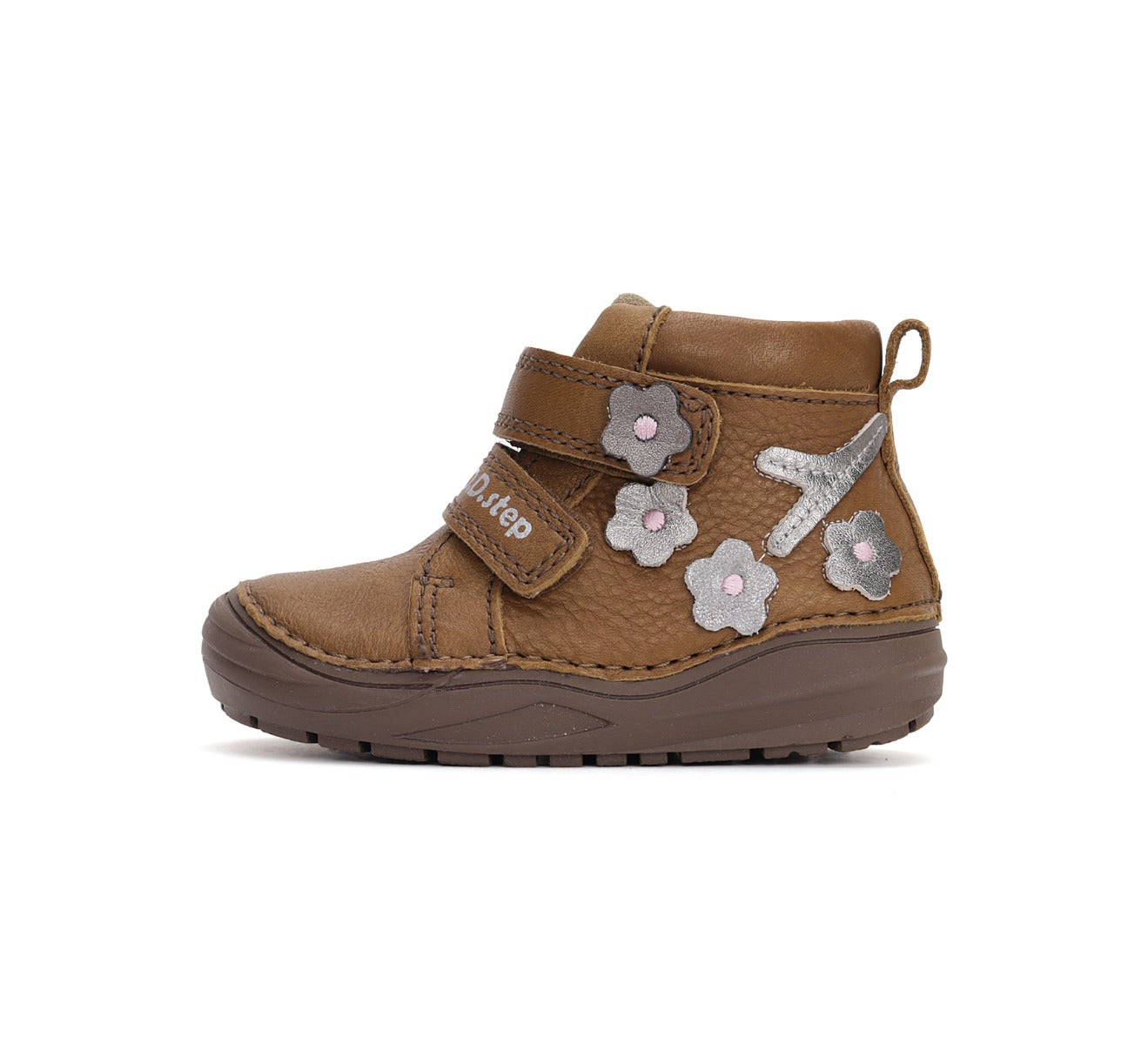 D.D.Step pantofi fete cu scai 20-25 Chocolate cu floricele Imagine secundară a produsului