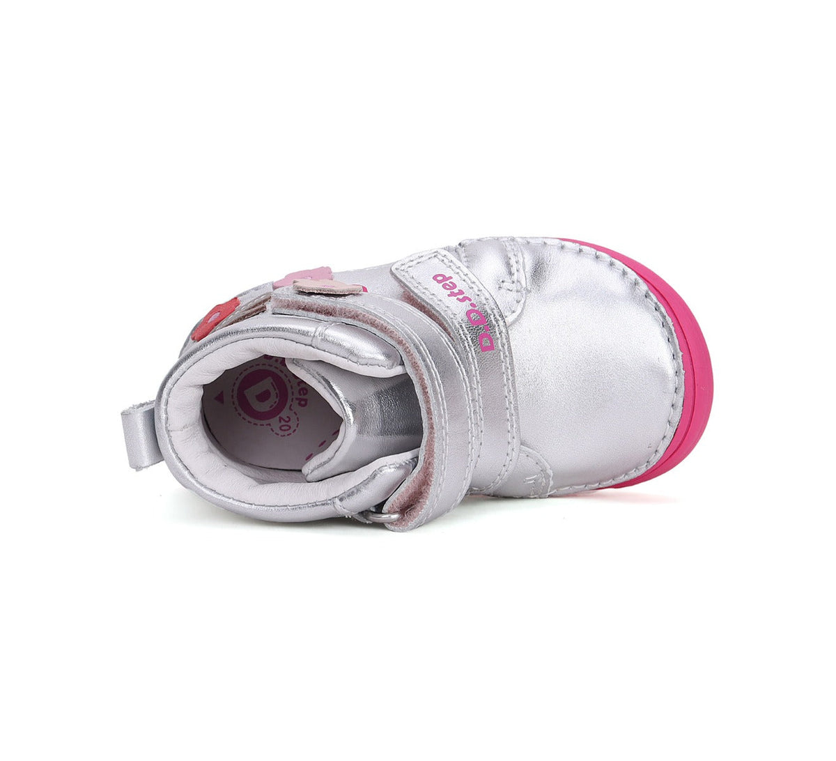 D.D.Step pantofi fete cu scai 20-25 Silver cu floricele 