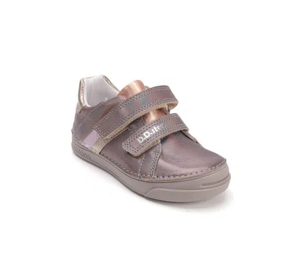 D.D.Step pantofi fete cu scai 25-30 Dark Grey cu dungi