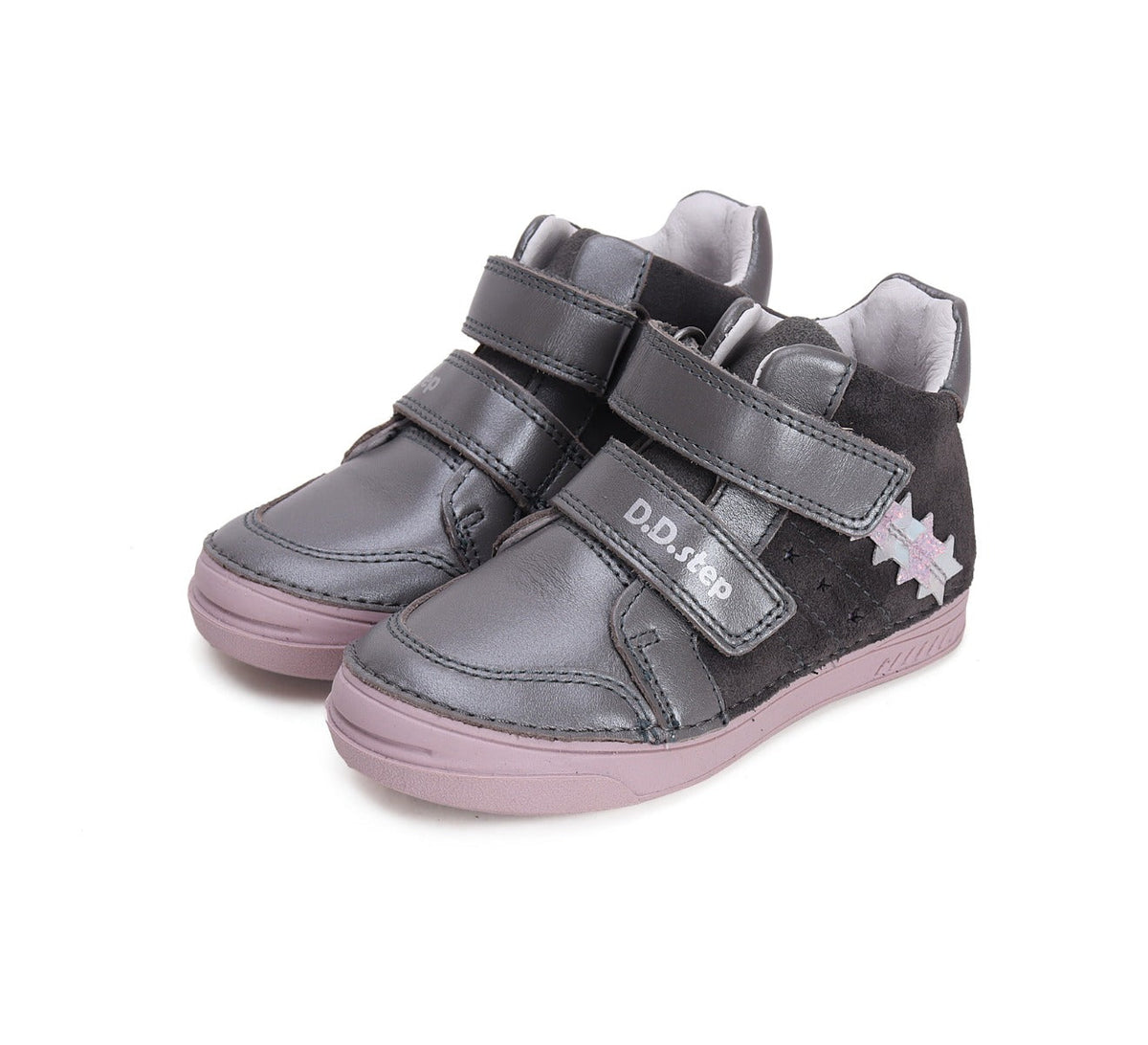 D.D.Step pantofi fete cu scai 25-30, Dark Grey cu stelute Fő kép