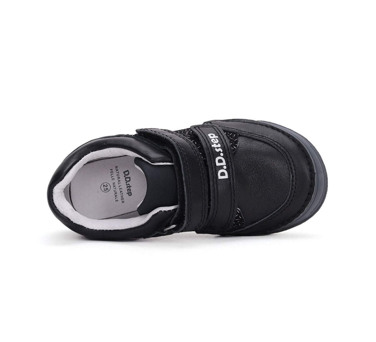D.D.Step pantofi fete cu scai 25-30 Black cu betisoare albe