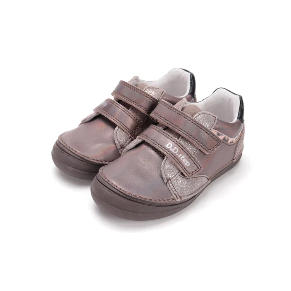 D.D.Step pantofi fete cu scai 32-37 Dark Grey cu animal print