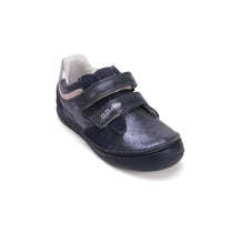 D.D.Step pantofi fete cu scai 32-37 Royal Blue cu dunga roz